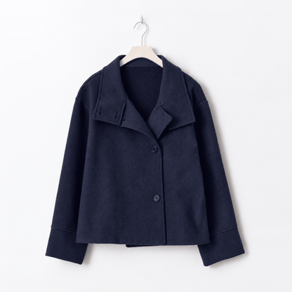 Veste femme oversize col montant boutonnée coupe boxy épaules tombantes