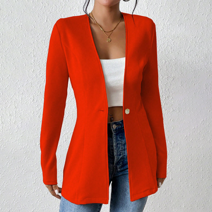 Blazer tailleur femme bouton simple coupe structurée col ouvert