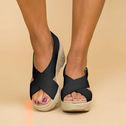 Sandales pour Oignons, Femmes | Brides Croisées | Semelle Compensée