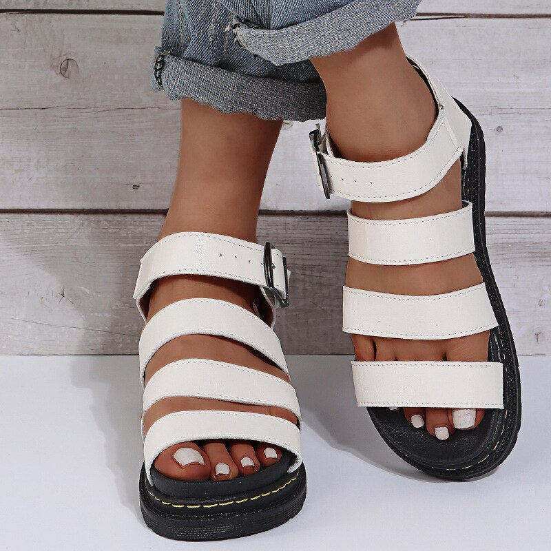 Sandales en cuir pour femmes | Confort orthopédique, semelle soutenue