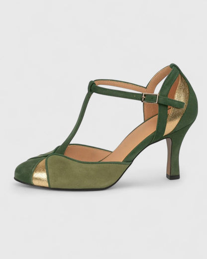 Talons de danse de salon femme | Vert, sangle à la cheville