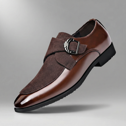 Chaussures habillées homme daim cuir monk strap bout pointu bicolore