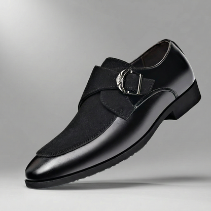 Chaussures habillées homme daim cuir monk strap bout pointu bicolore