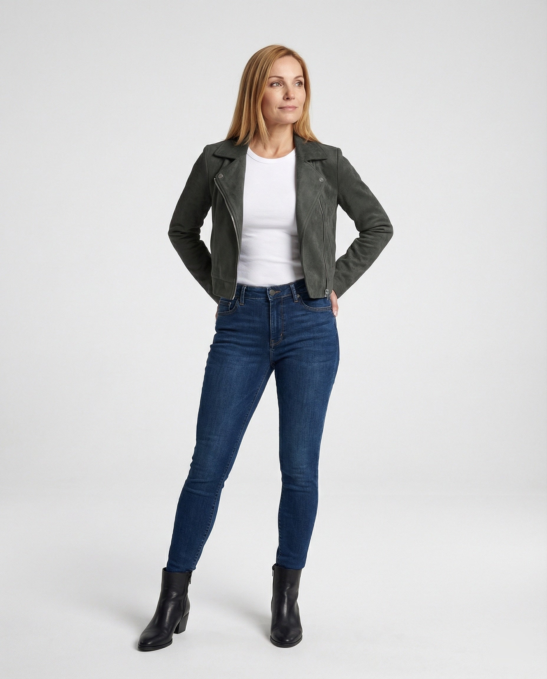 Veste Cuir Femme | Motard Souple, Suédine Marron