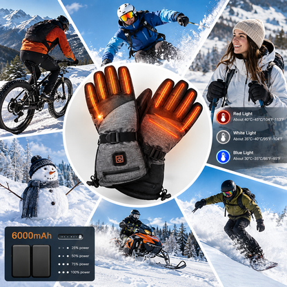 Gants chauffants batterie rechargeable imperméables avec 3 niveaux de chaleur