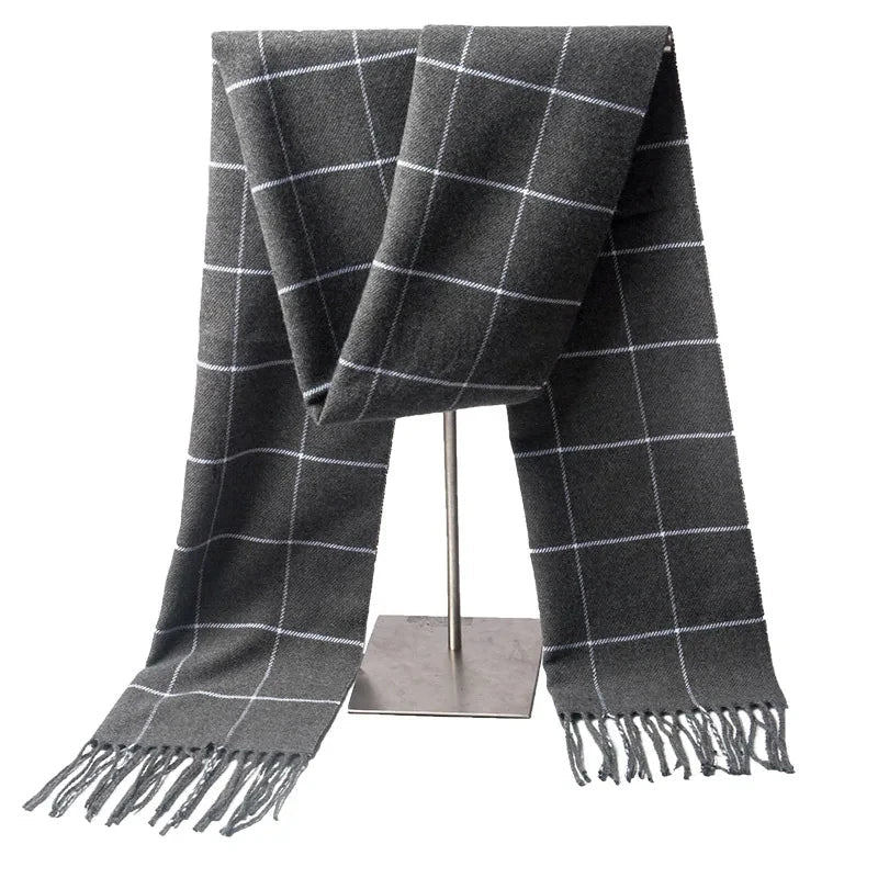 Écharpe homme hiver douce à franges motif carreaux classique
