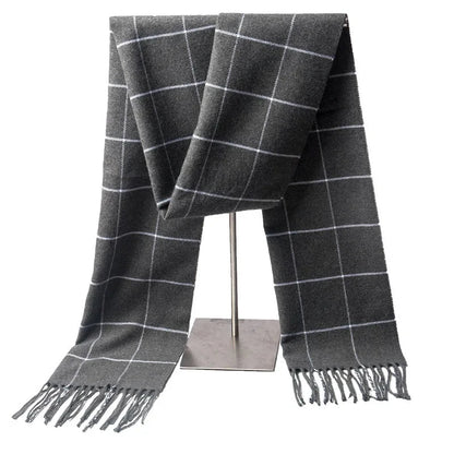 Écharpe homme hiver douce à franges motif carreaux classique