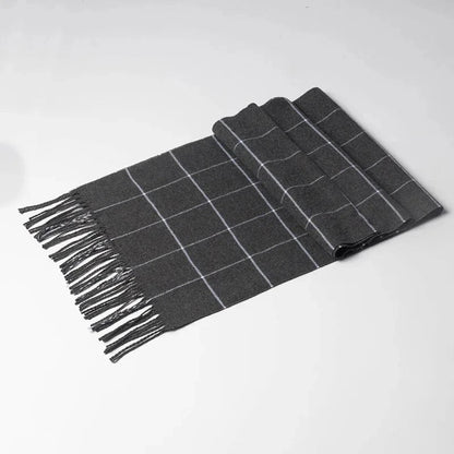 Écharpe homme hiver douce à franges motif carreaux classique