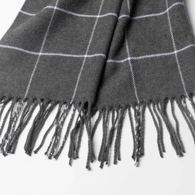 Écharpe homme hiver douce à franges motif carreaux classique