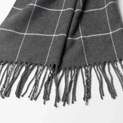 Écharpe homme hiver douce à franges motif carreaux classique