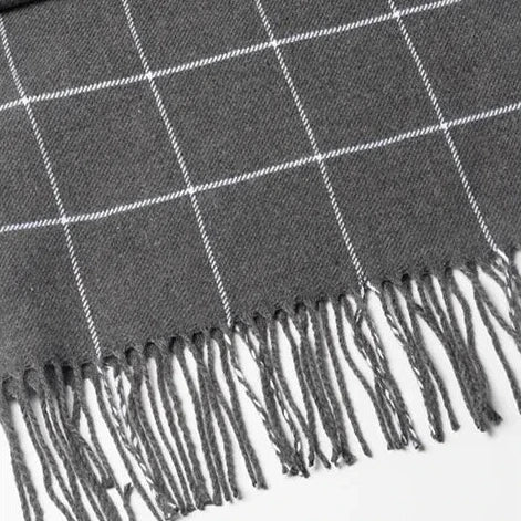 Écharpe homme hiver douce à franges motif carreaux classique