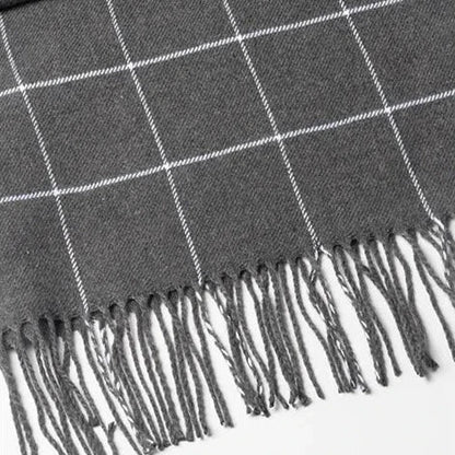 Écharpe homme hiver douce à franges motif carreaux classique
