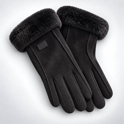 Gants hiver femme doublure peau agneau, compatibles écran tactile, coupe-vent