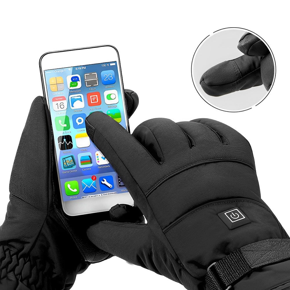 Gants chauffants rechargeables imperméables avec embouts compatibles écran tactile