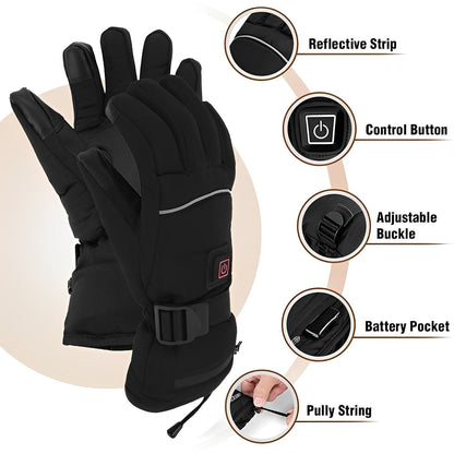 Gants chauffants rechargeables imperméables avec embouts compatibles écran tactile