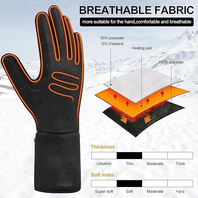 Gants chauffants batterie rechargeable tactiles avec 3 niveaux de chaleur