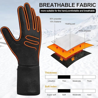 Gants chauffants batterie rechargeable tactiles avec 3 niveaux de chaleur