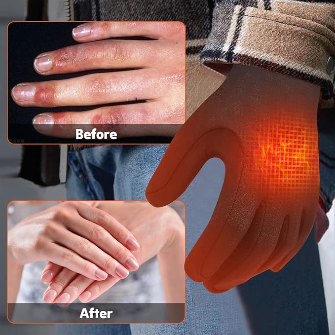 Gants chauffants batterie rechargeable tactiles avec 3 niveaux de chaleur