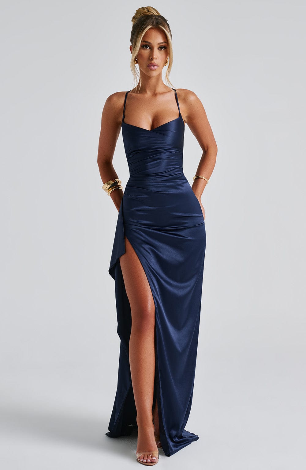 Robe Maxi Bleu Marine - Robe de Bal - Longue Soirée Élégante