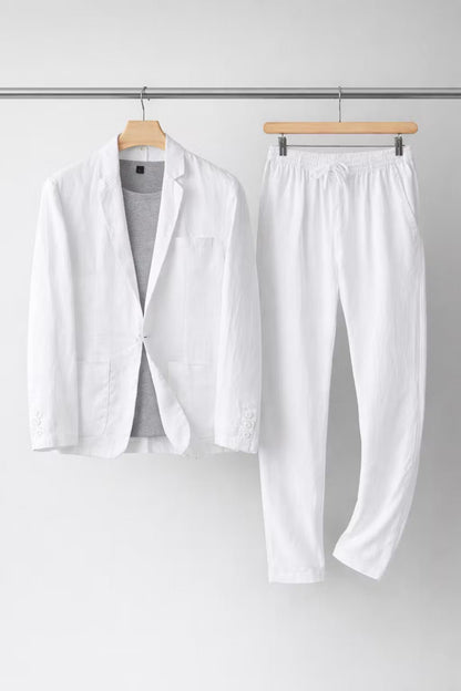 Ensemble Lin Homme | Blazer et Pantalon Décontractés | Coupe Relaxe