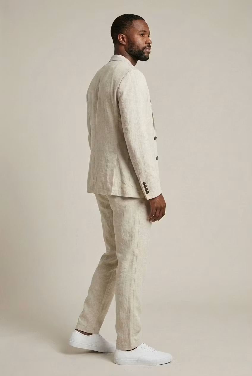 Ensemble Lin Homme | Blazer et Pantalon Décontractés | Coupe Relaxe