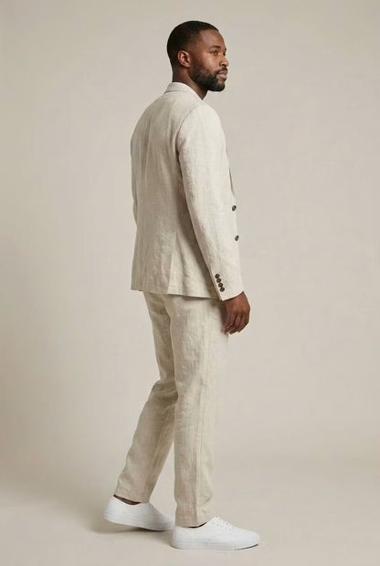 Ensemble Lin Homme | Blazer et Pantalon Décontractés | Coupe Relaxe