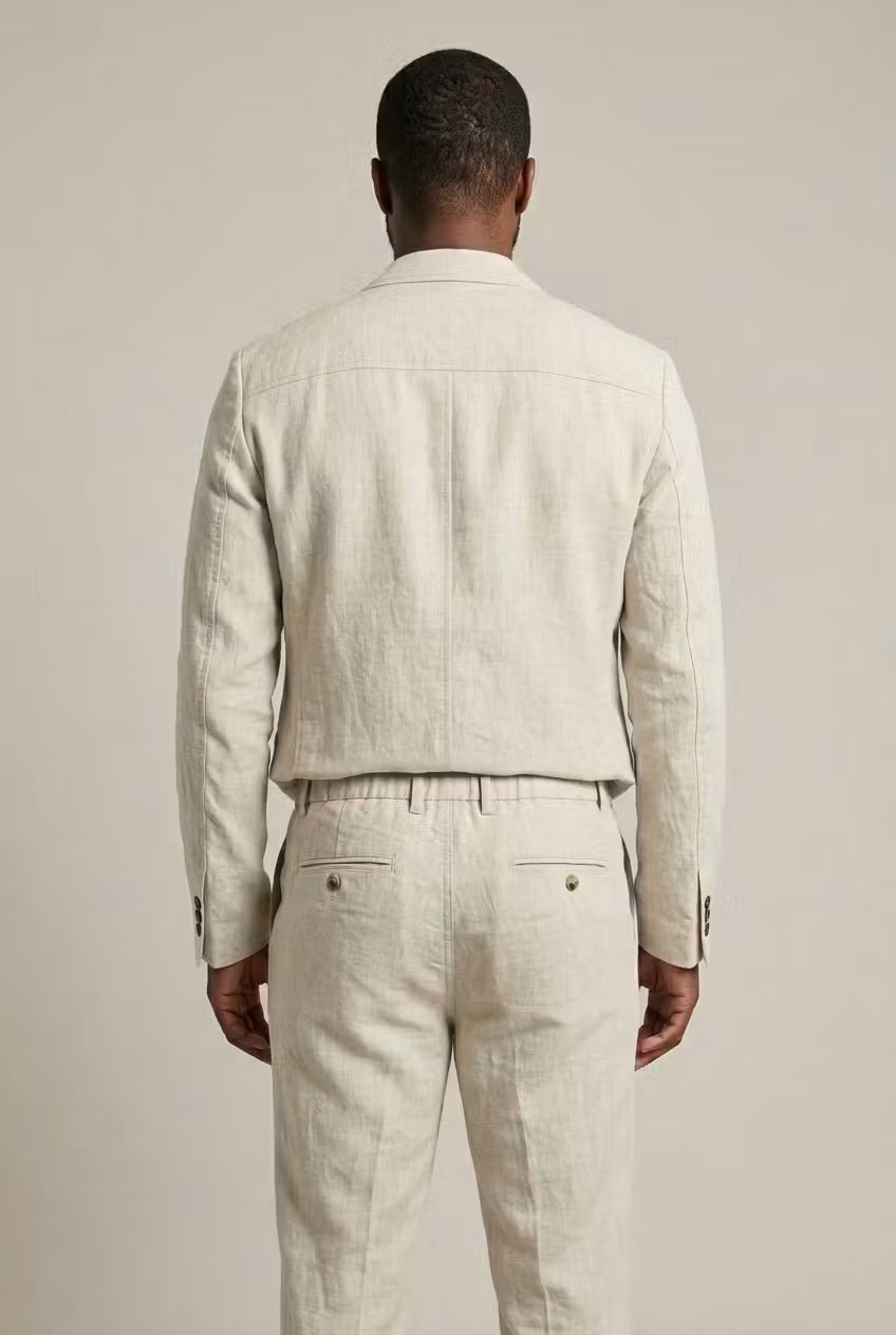 Ensemble Lin Homme | Blazer et Pantalon Décontractés | Coupe Relaxe