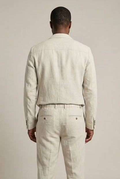 Ensemble Lin Homme | Blazer et Pantalon Décontractés | Coupe Relaxe