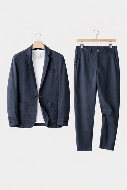 Ensemble Lin Homme | Blazer et Pantalon Décontractés | Coupe Relaxe