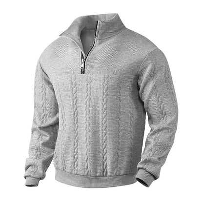 Hommes Pull Tricot Motif Tresse Fermeture Éclair