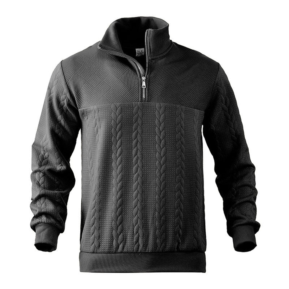 Hommes Pull Tricot Motif Tresse Fermeture Éclair