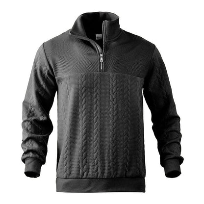 Hommes Pull Tricot Motif Tresse Fermeture Éclair