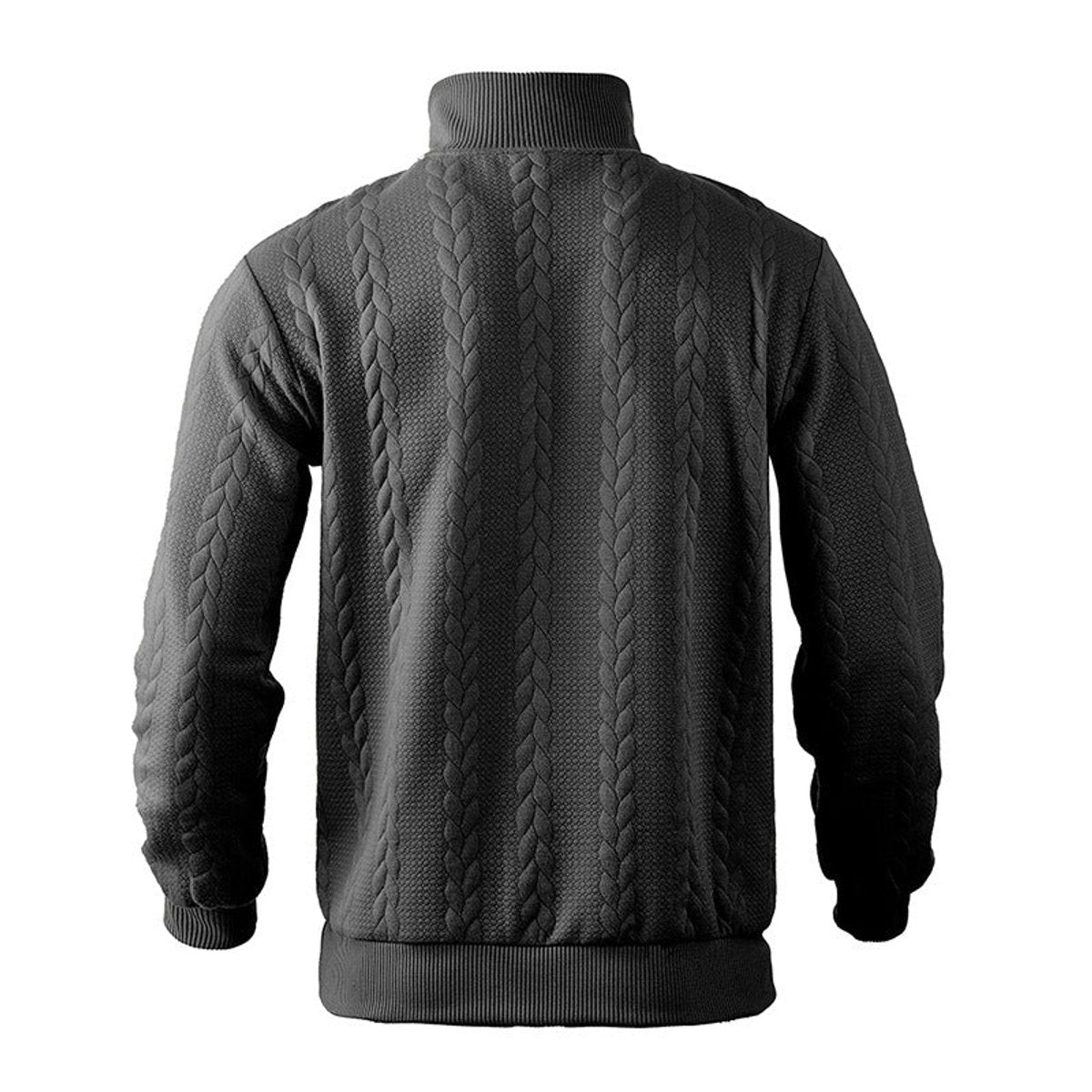 Hommes Pull Tricot Motif Tresse Fermeture Éclair
