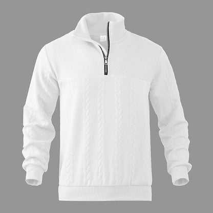 Hommes Pull Tricot Motif Tresse Fermeture Éclair