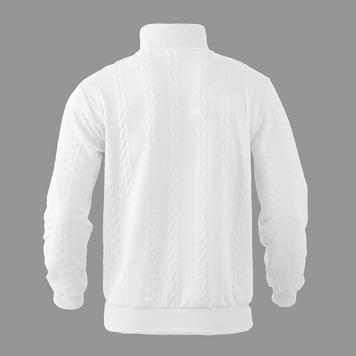 Hommes Pull Tricot Motif Tresse Fermeture Éclair