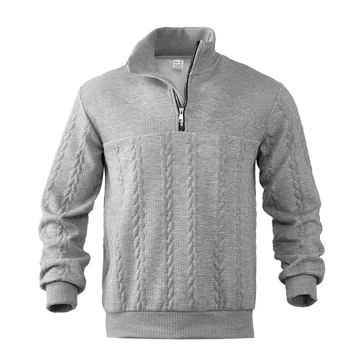 Hommes Pull Tricot Motif Tresse Fermeture Éclair