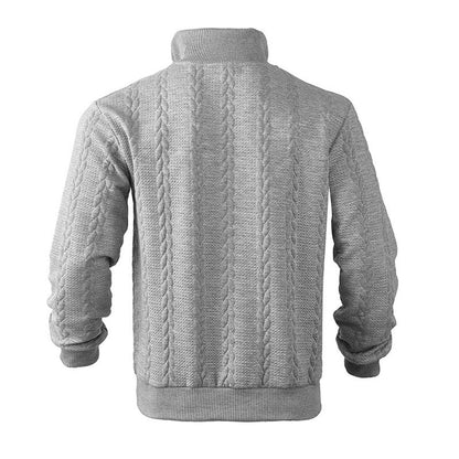 Hommes Pull Tricot Motif Tresse Fermeture Éclair