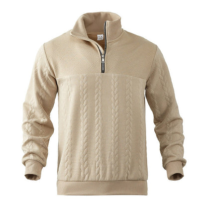 Hommes Pull Tricot Motif Tresse Fermeture Éclair