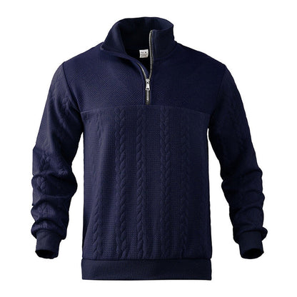 Hommes Pull Tricot Motif Tresse Fermeture Éclair