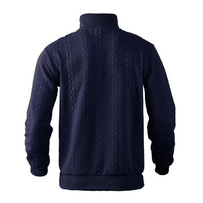 Hommes Pull Tricot Motif Tresse Fermeture Éclair