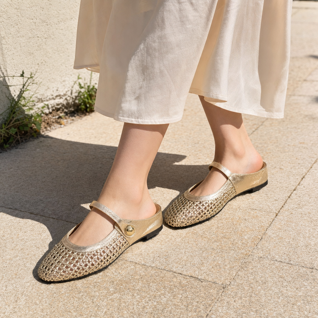 Femmes Mule Plates Tissées Orthopédique