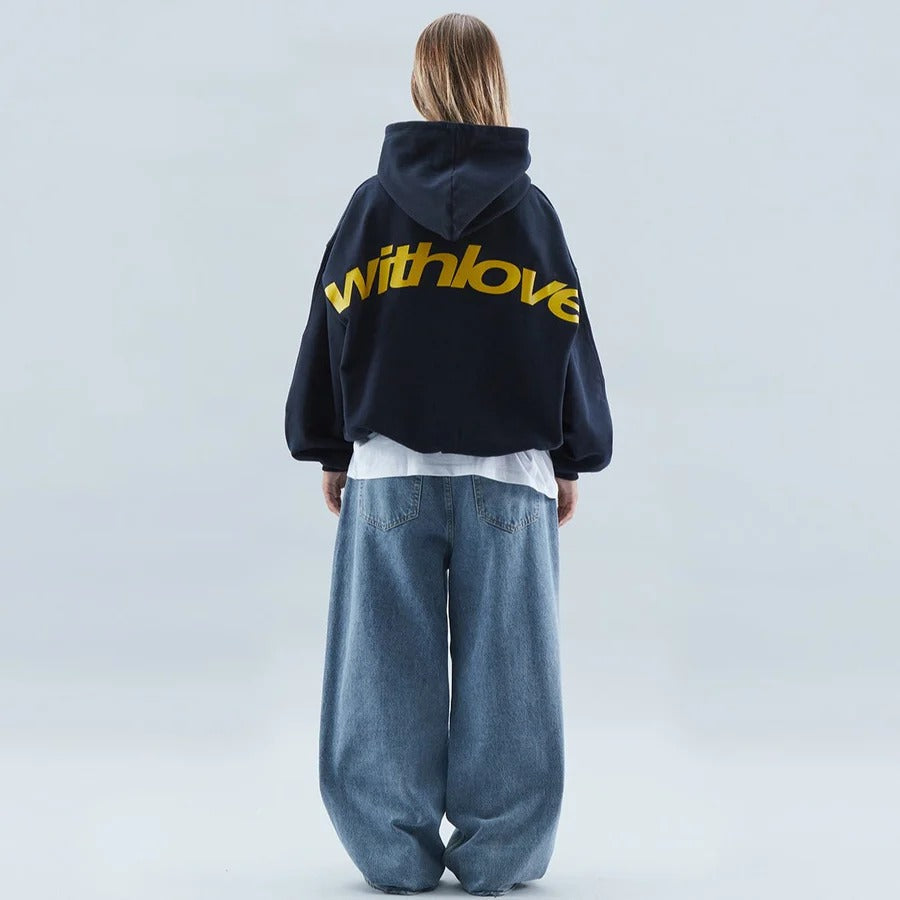 Sweat à capuche oversize unisexe coupe décontractée avec détail façade contrasté