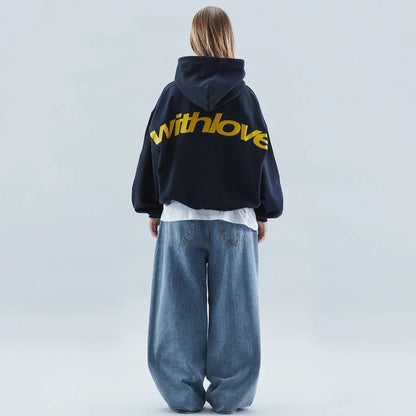 Sweat à capuche oversize unisexe coupe décontractée avec détail façade contrasté