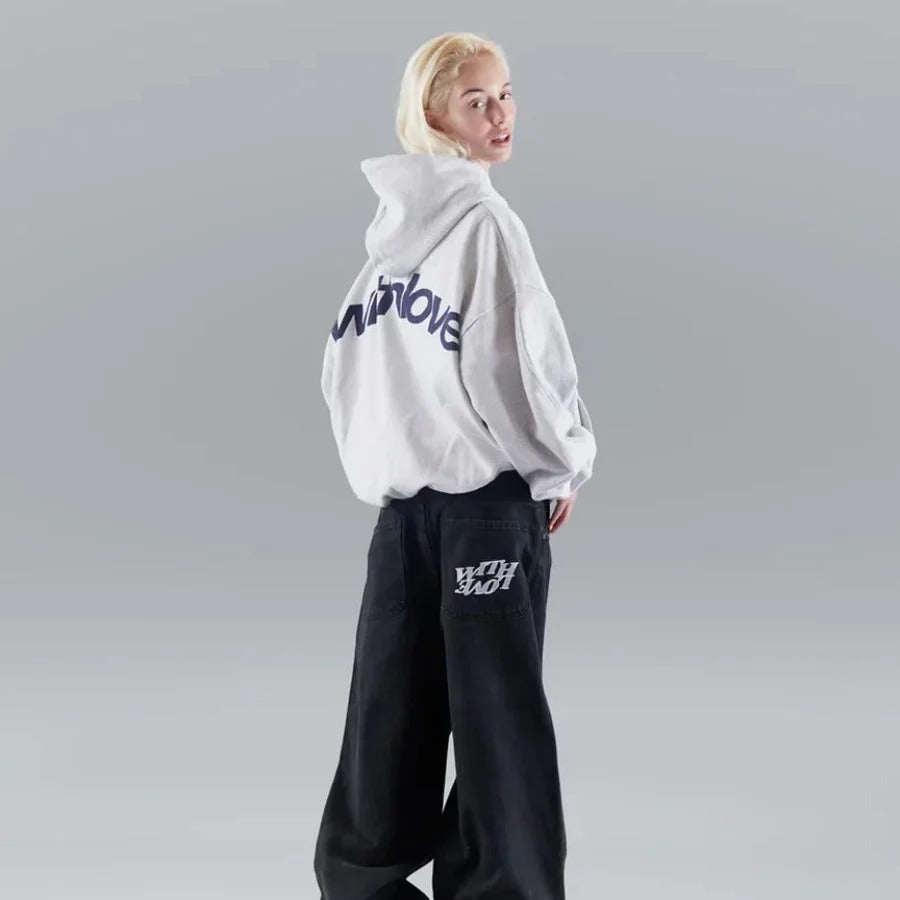 Sweat à capuche oversize unisexe coupe décontractée avec détail façade contrasté