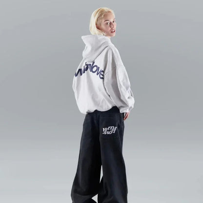 Sweat à capuche oversize unisexe coupe décontractée avec détail façade contrasté