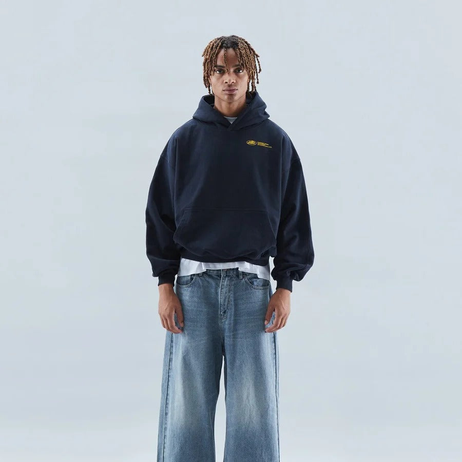 Sweat à capuche oversize unisexe coupe décontractée avec détail façade contrasté