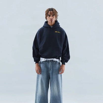 Sweat à capuche oversize unisexe coupe décontractée avec détail façade contrasté