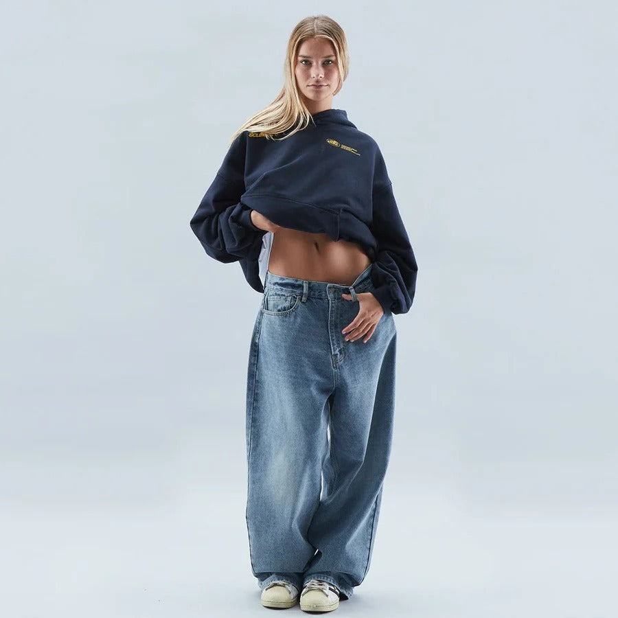 Sweat à capuche oversize unisexe coupe décontractée avec détail façade contrasté