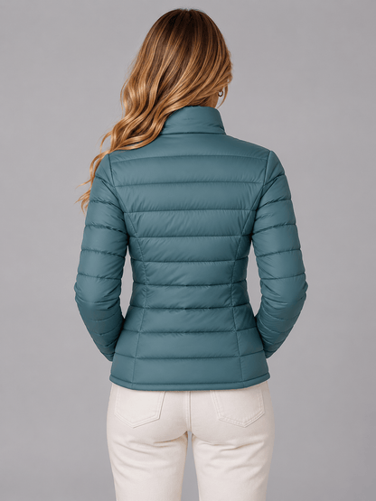 Doudoune légère femme coupe slim avec col montant