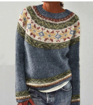 Pullover femme col rond coupe ample décontracté